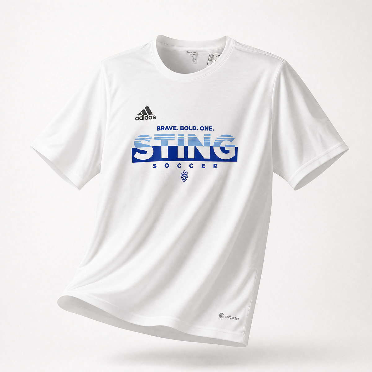 White Sting Shade adidas ENT22 Poly Tee on a ghost mannequin
