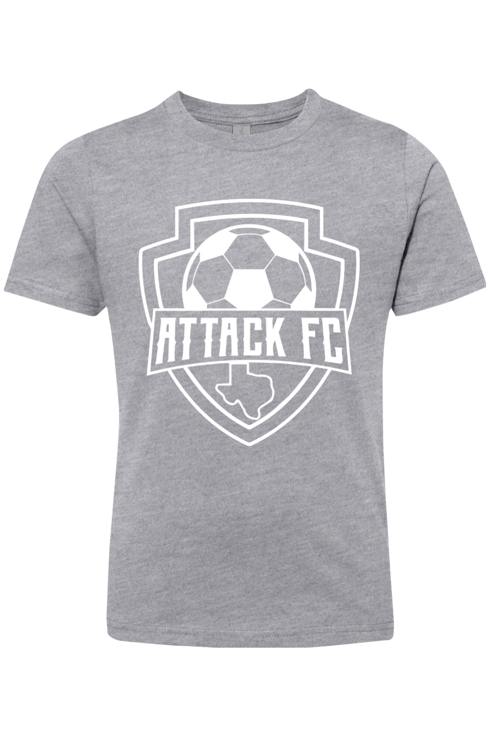 Attack FC | Youth Ringspun Short Sleeve T-Shirt – Heather Gray, front view
