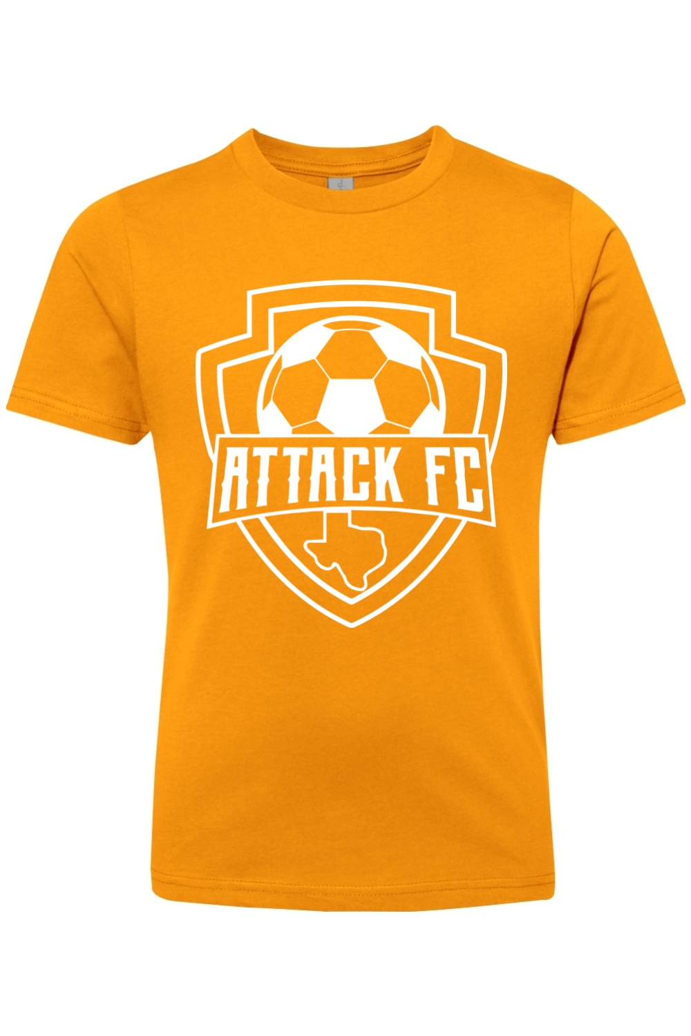 Attack FC | Youth Ringspun Short Sleeve T-Shirt – Gold, front view