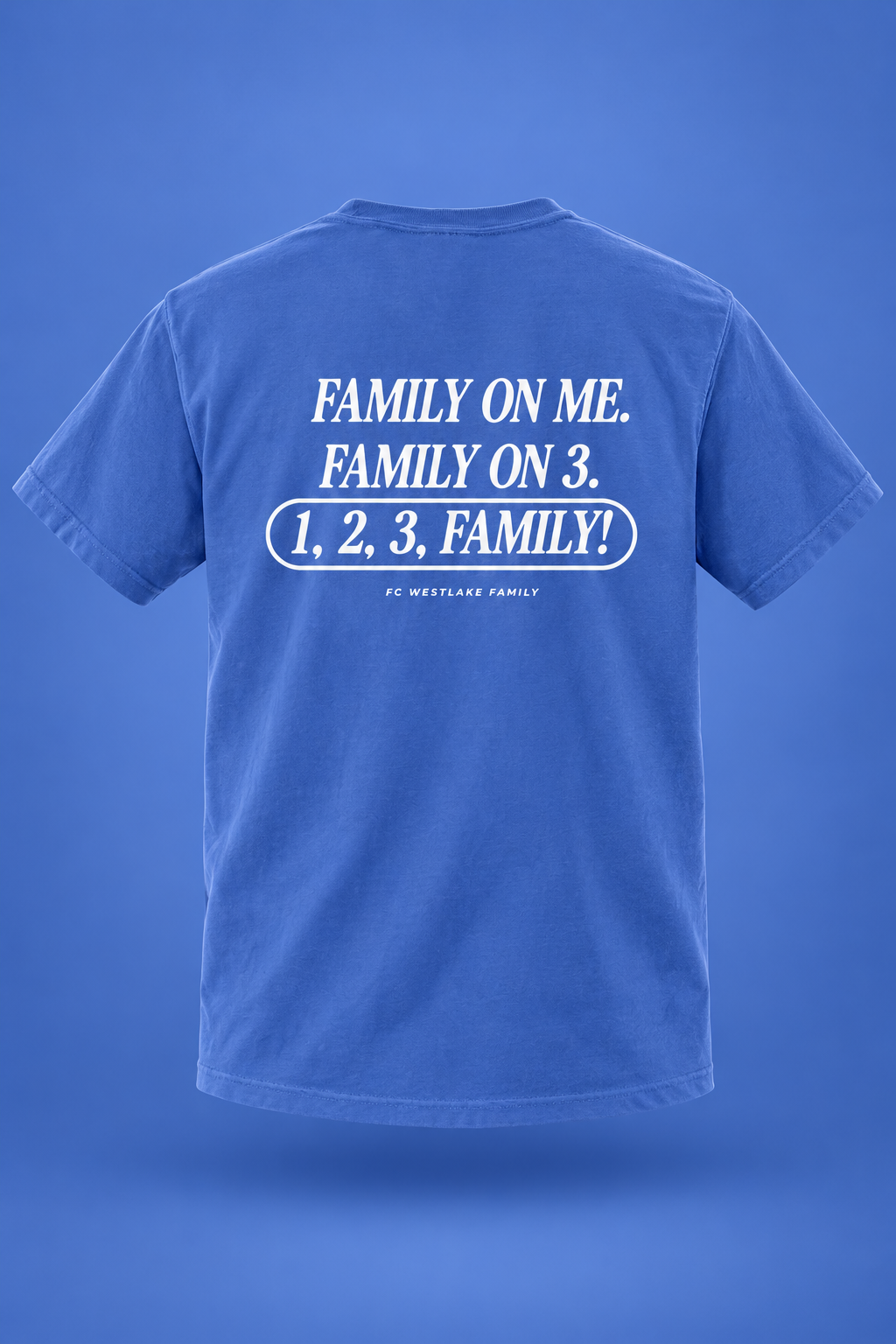 FC Westlake family bundle blue T-shirt, back view