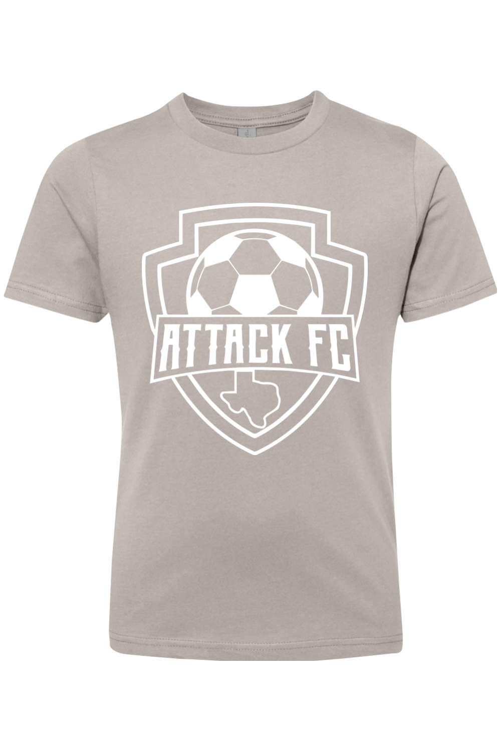 Attack FC | Youth Ringspun Short Sleeve T-Shirt – Light Gray, front view