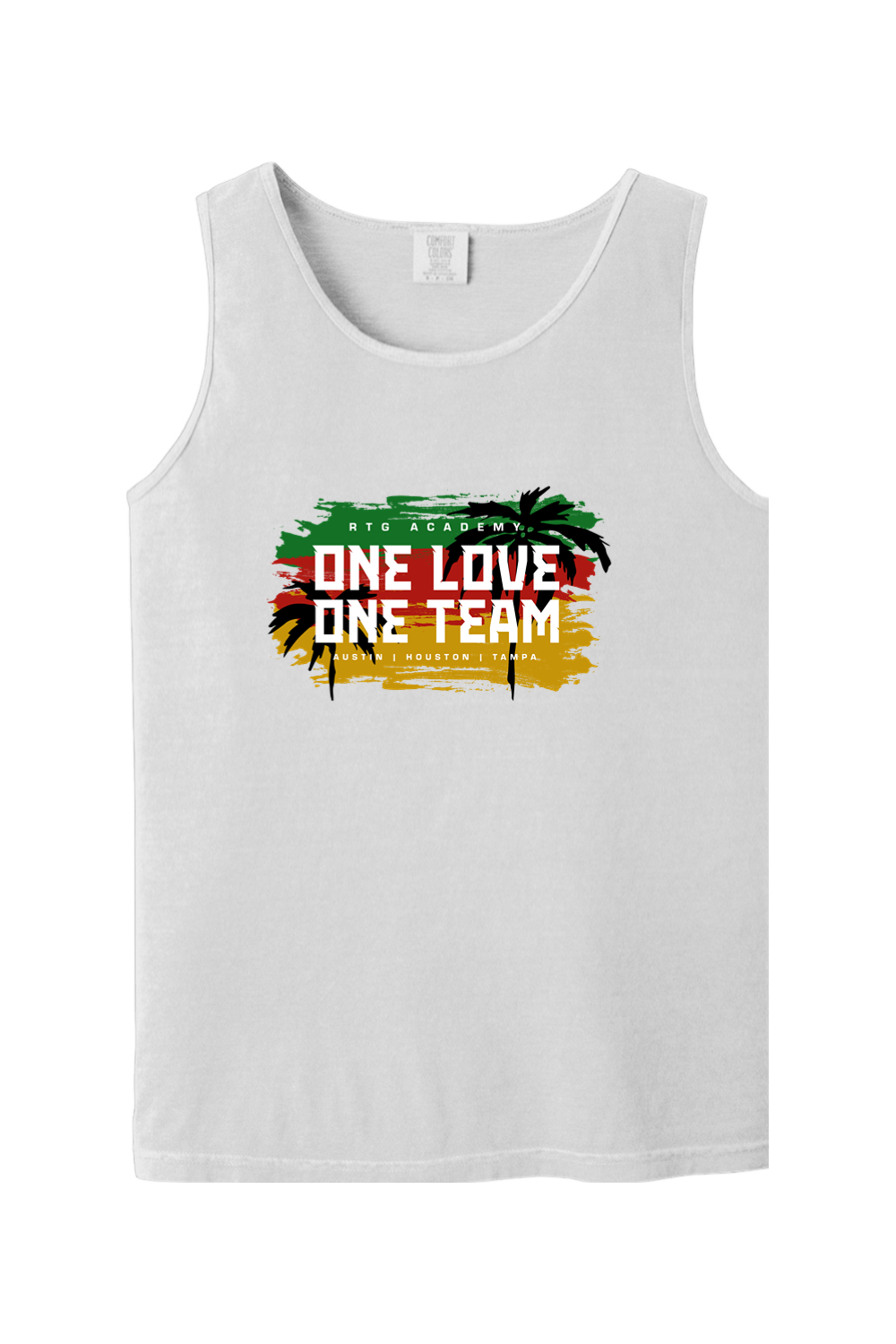 RTG Core | One Love Unisex CC Tank – White, front view