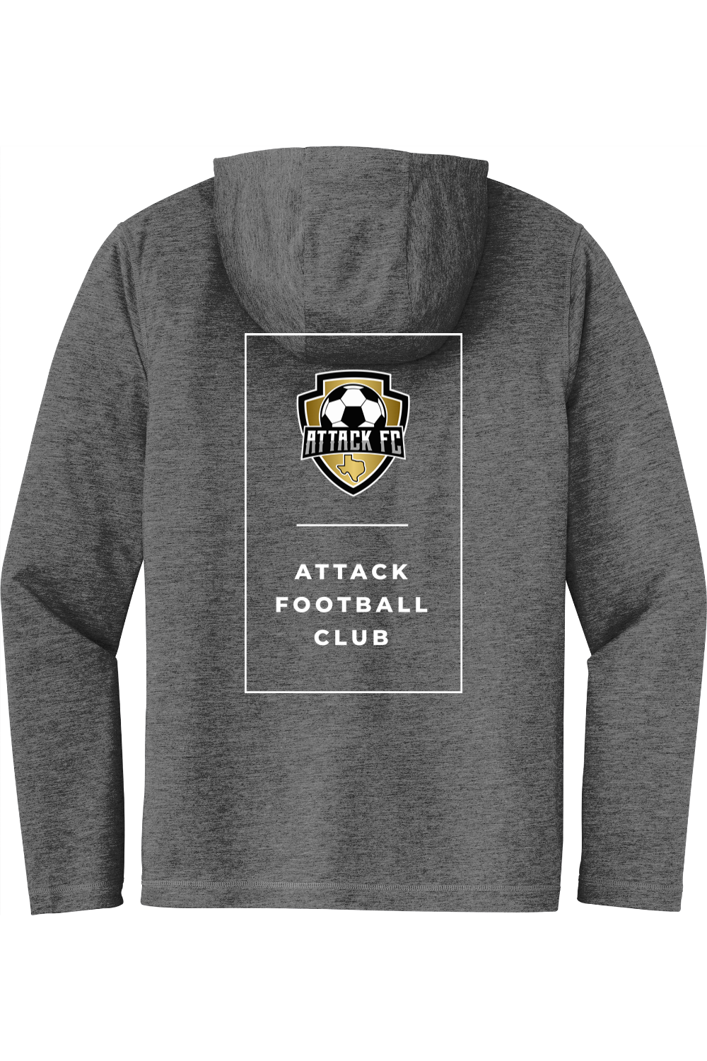 Attack FC | Sport-Tek PosiCharge Tri-Blend Wicking Long Sleeve Hoodie – Dark Gray, back view