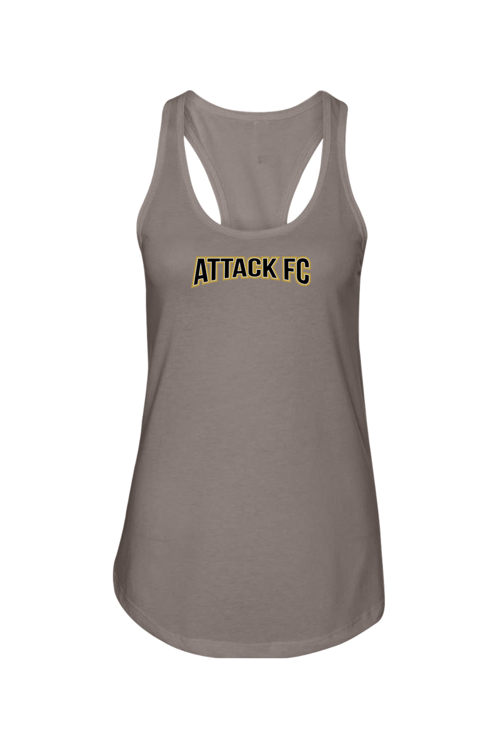 Attack FC | Next Level Ladies Racerback Tank – Gray, front view
