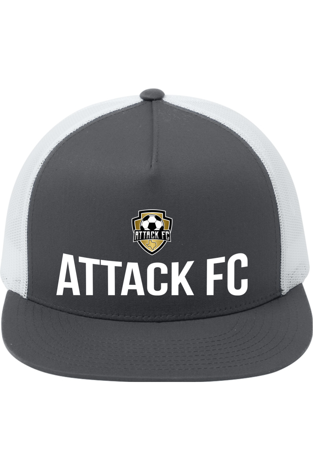 Attack FC | 5-Panel Classic Mesh Back Cap – White, front view