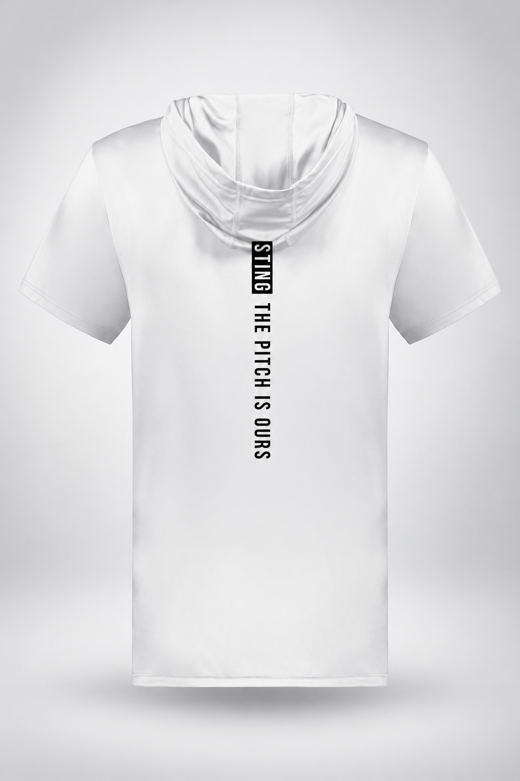 Sting SZN | Pitch Is Ours Coolcore Hoodie – White, back view