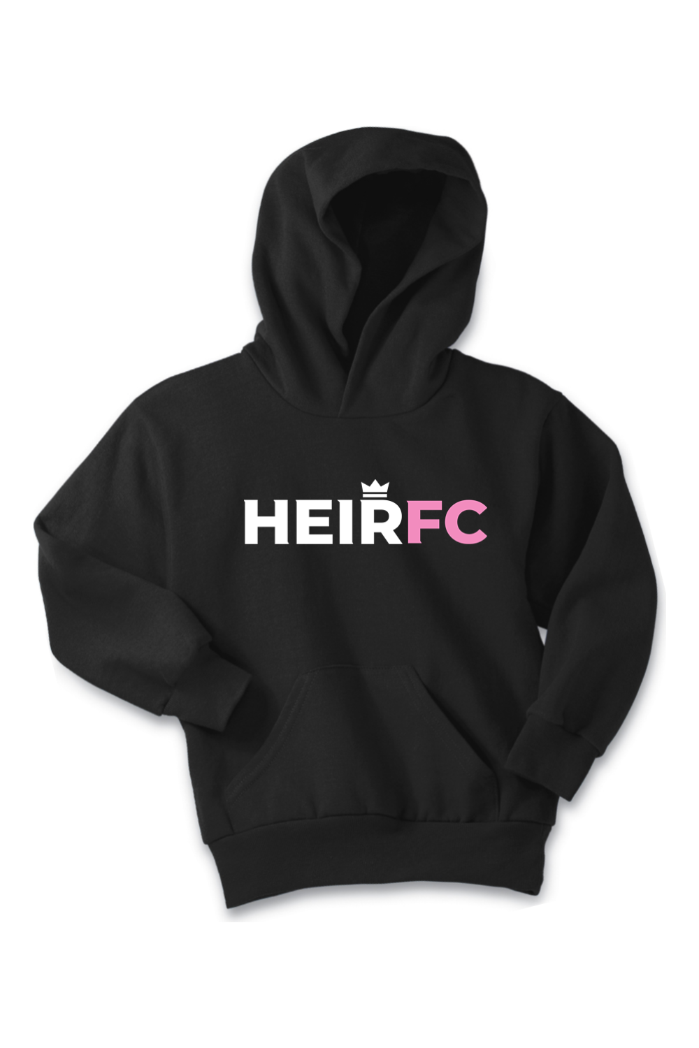 Black hoodie with 'Tualatin Lacrosse' text on a white background