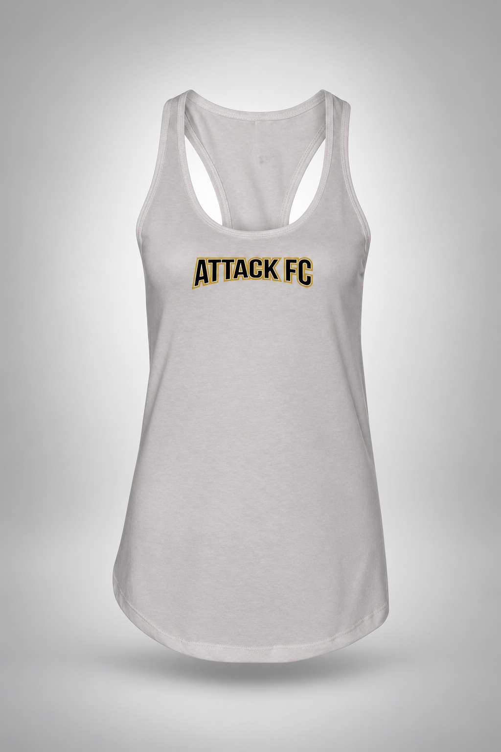 Attack FC | Next Level Ladies Racerback Tank – Silver, front view