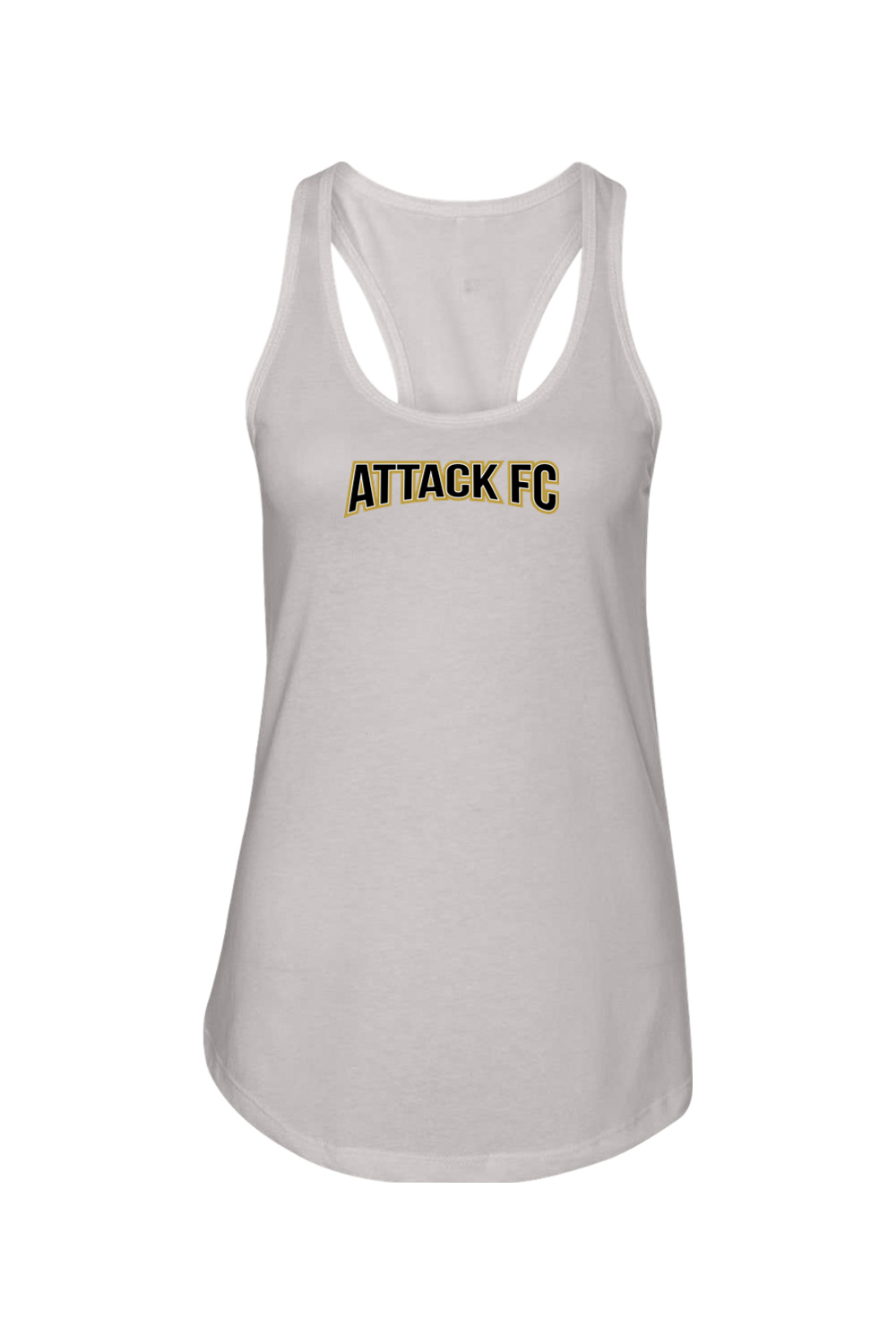 Attack FC | Next Level Ladies Racerback Tank – Silver, front view