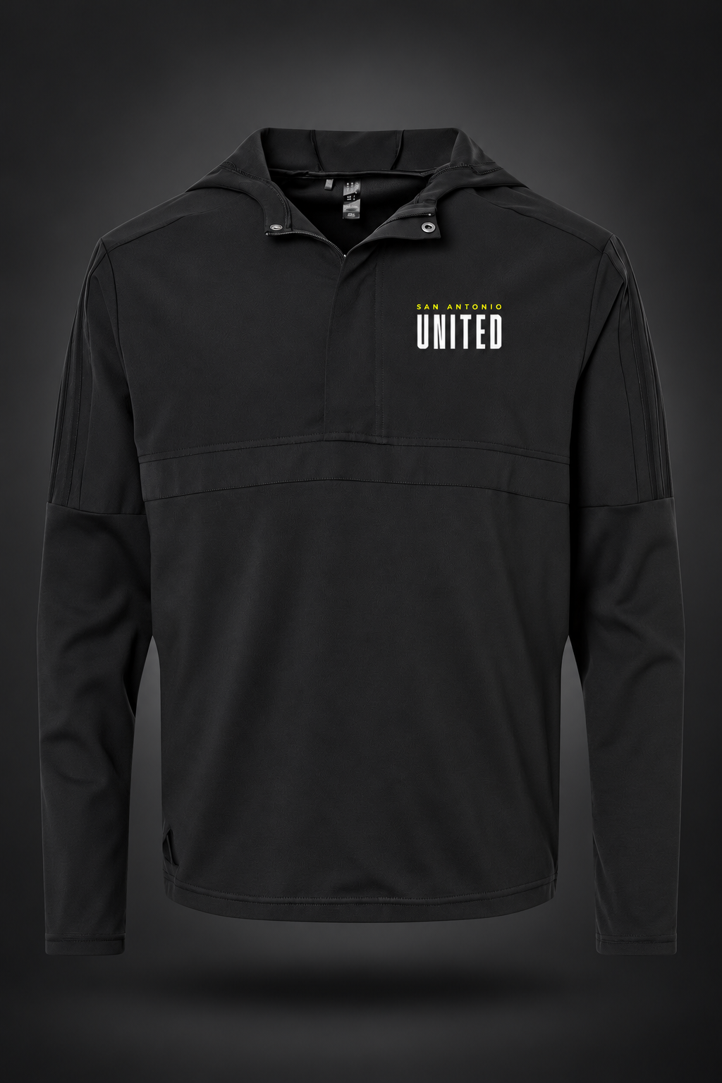 SAU | Adidas Men's Half-Zip Hooded Anorak – Black, front view