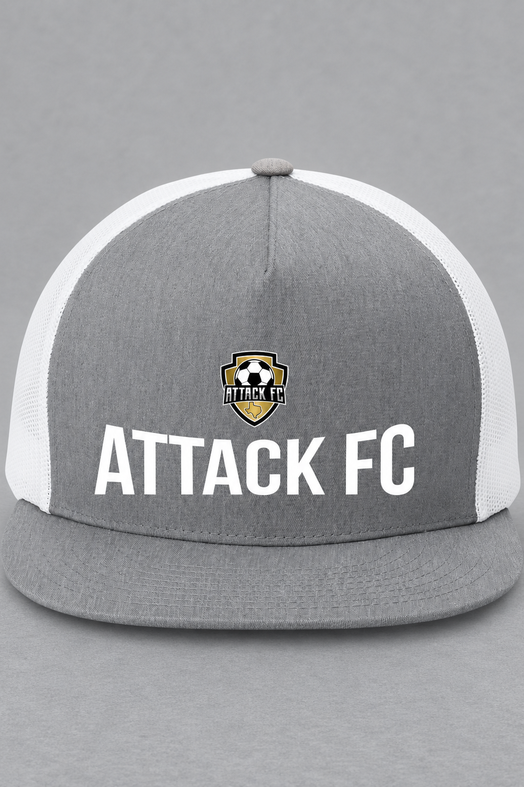 Attack FC | 5-Panel Classic Mesh Back Cap – Heather Gray, front view