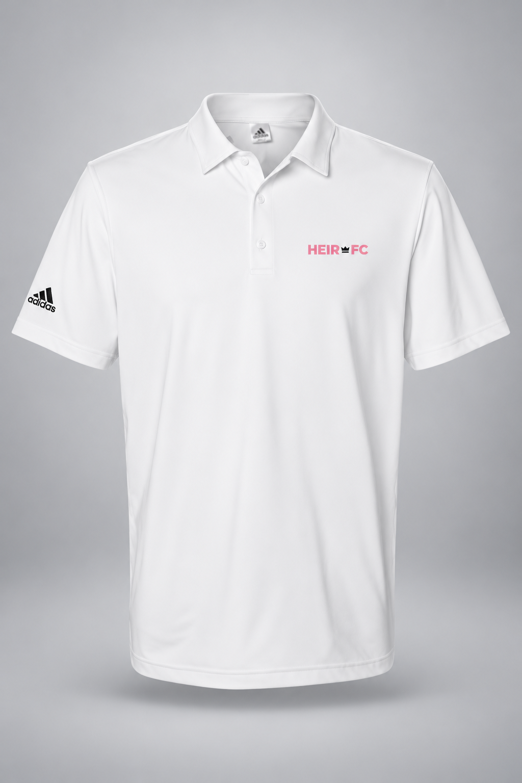 Heir FC Men's Adidas Ultimate Solid Polo – White, front view